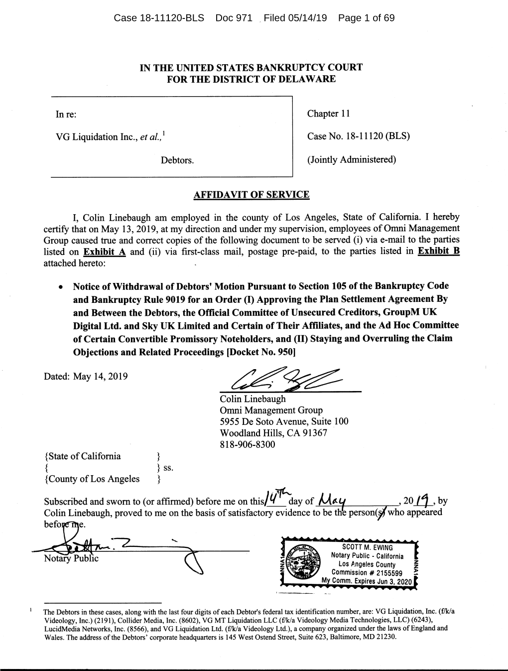 Case 18-11120-BLS Doc 971 Filed 05/14/19 Page 1 of 69 Case 18-11120-BLS Doc 971 Filed 05/14/19 Page 2 of 69