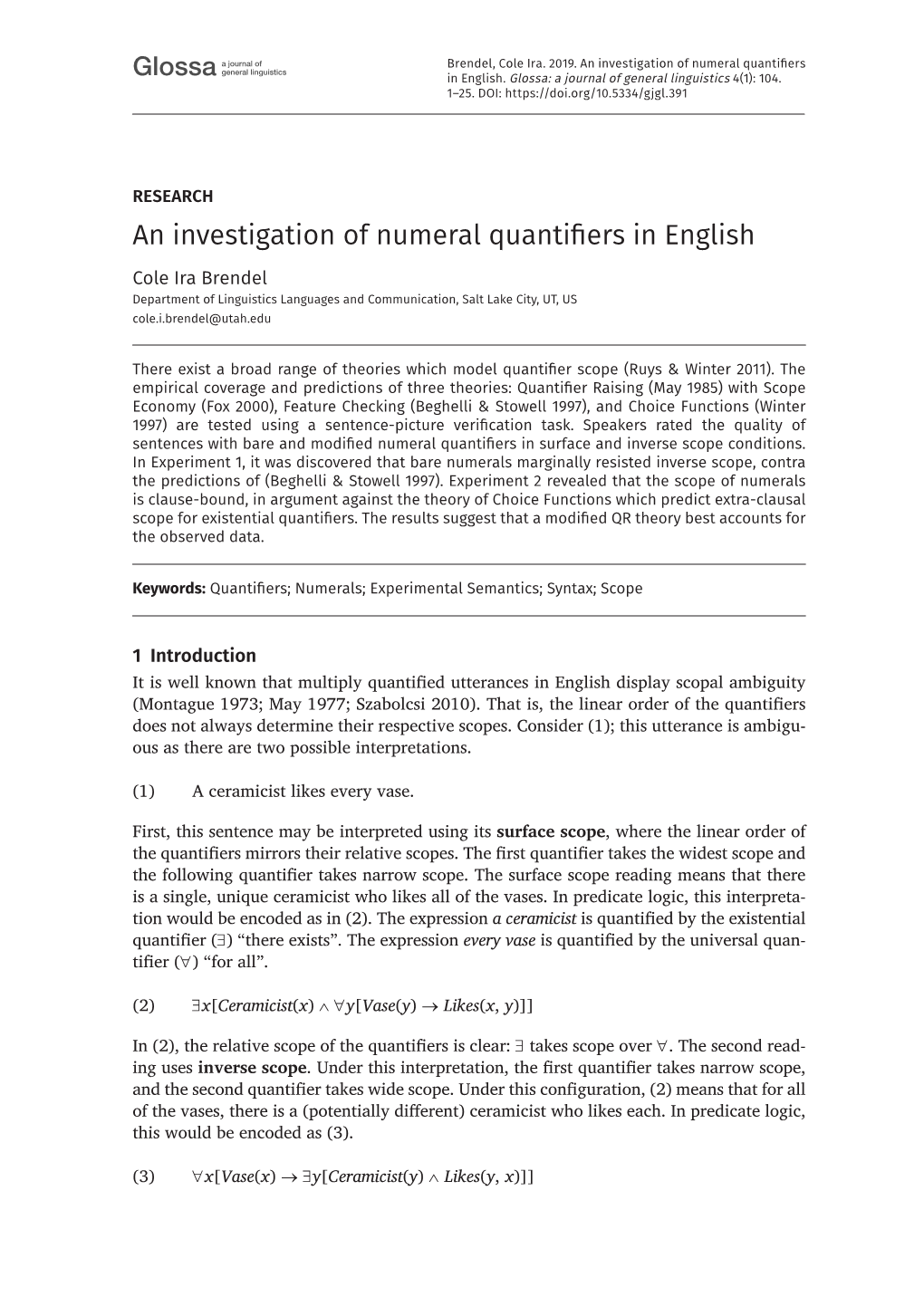 An Investigation of Numeral Quantifiers in English