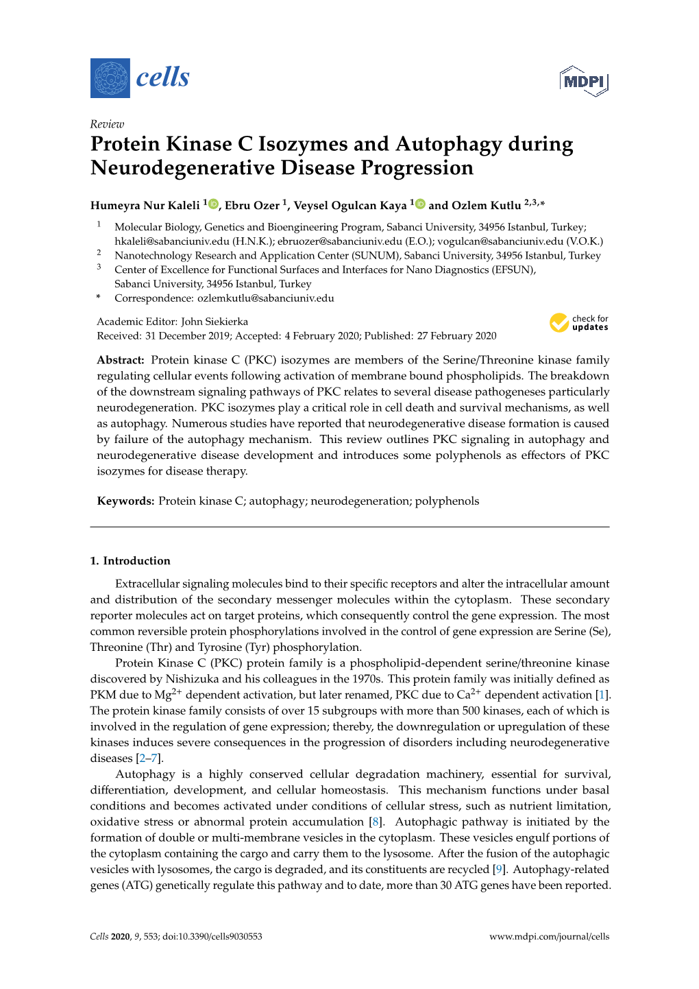 Protein Kinase C Isozymes and Autophagy During Neurodegenerative Disease Progression