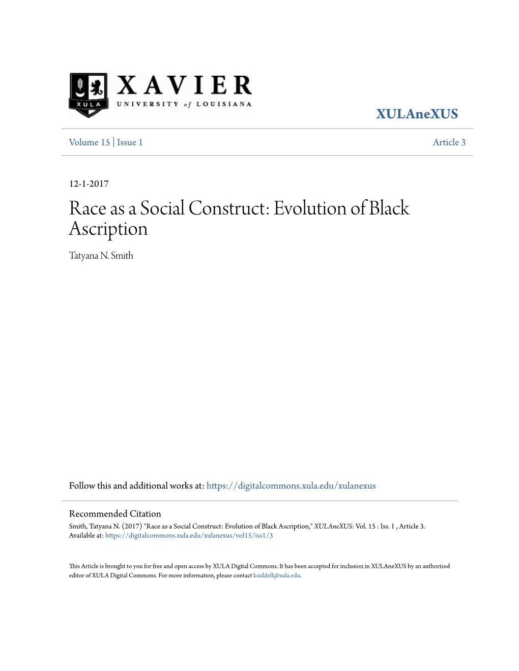 Race As a Social Construct: Evolution of Black Ascription Tatyana N