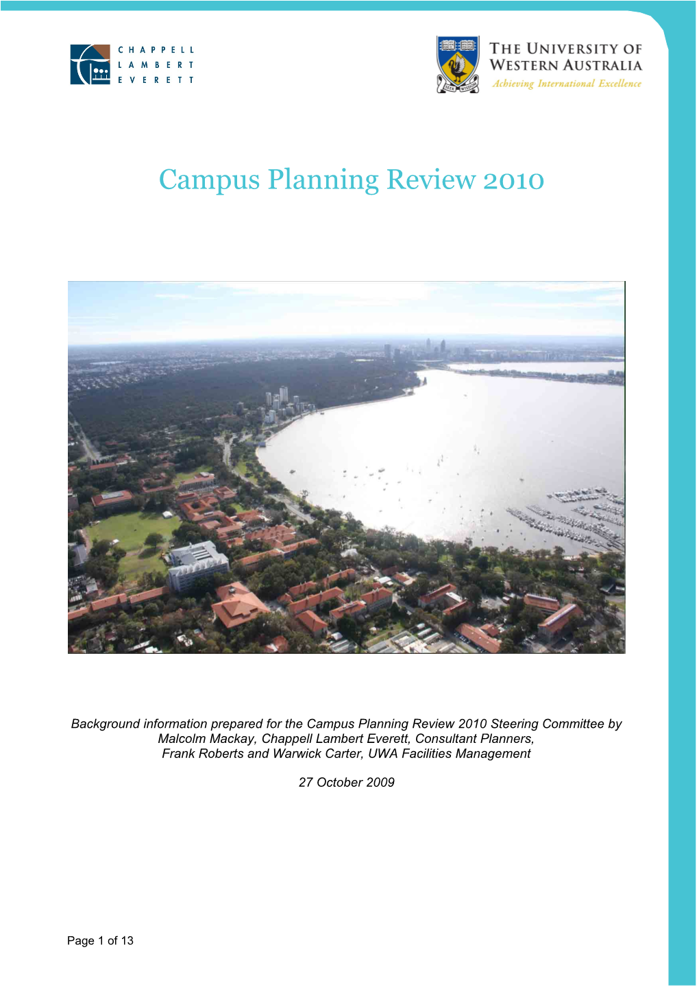 Campus Planning Review 2010 Background Information Prepared for the Campus Planning Review