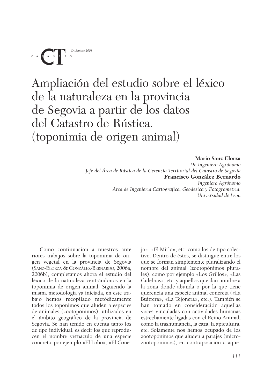 Toponimia De Origen Animal)