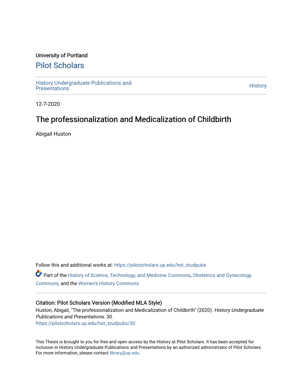 The Professionalization and Medicalization of Childbirth