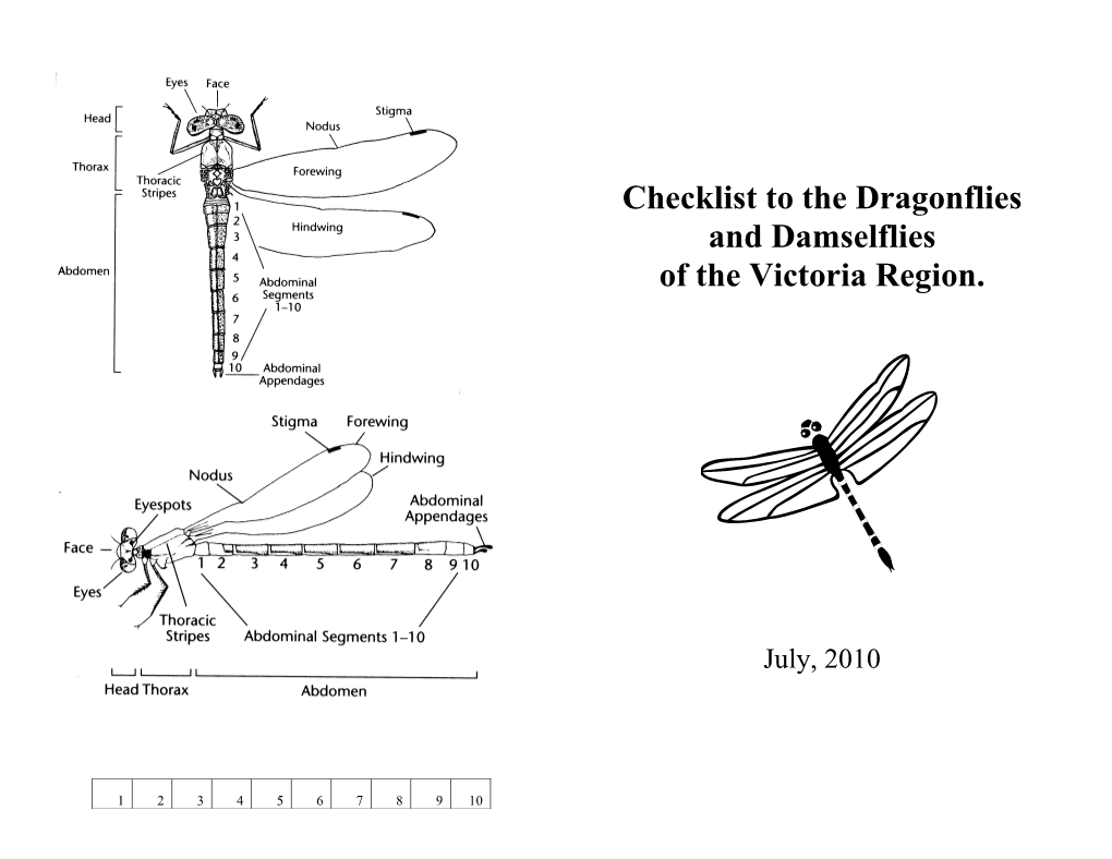 Checklist to the Dragonflies and Damselflies of the Victoria Region