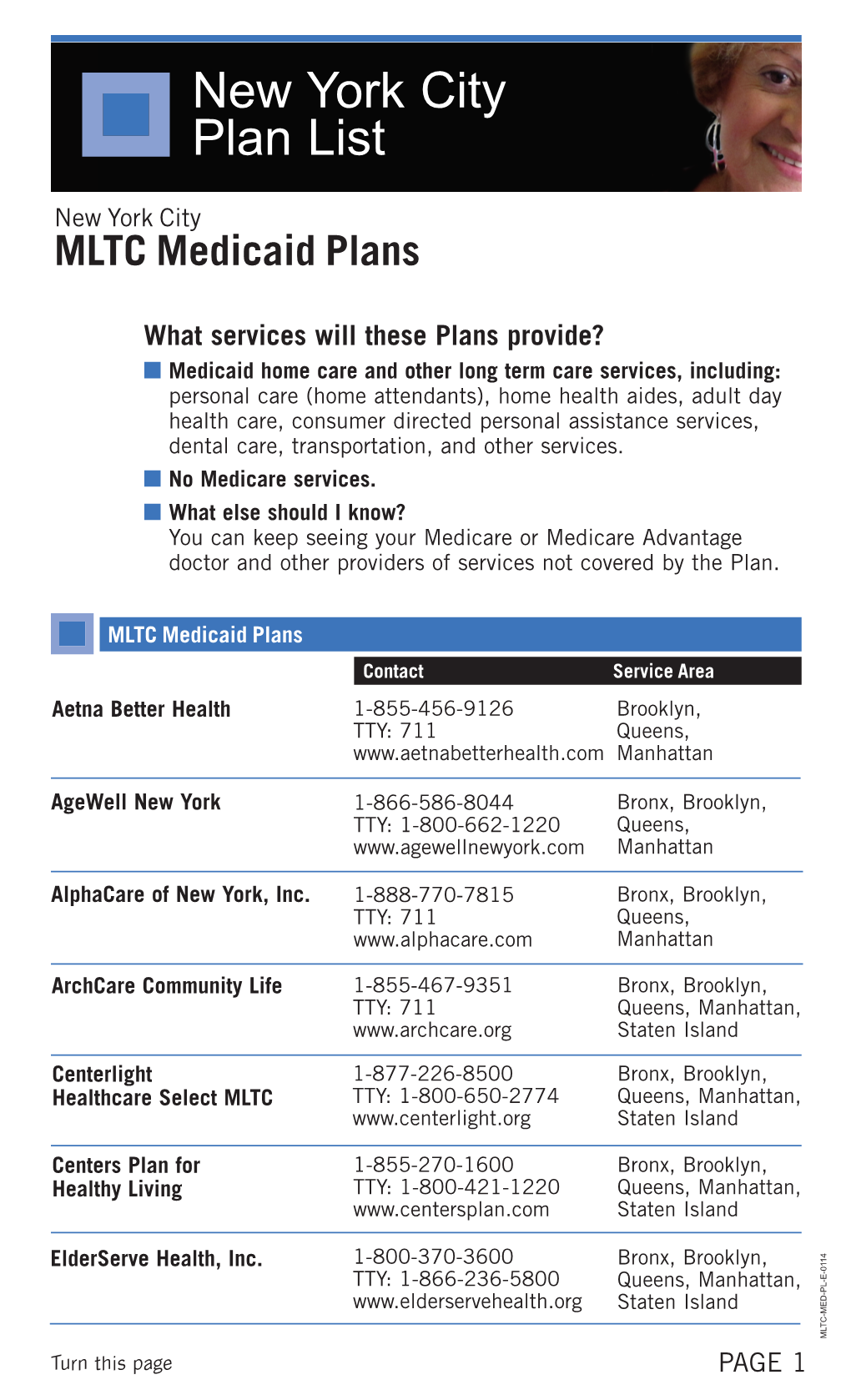 New York City Plan List New York City MLTC Medicaid Plans