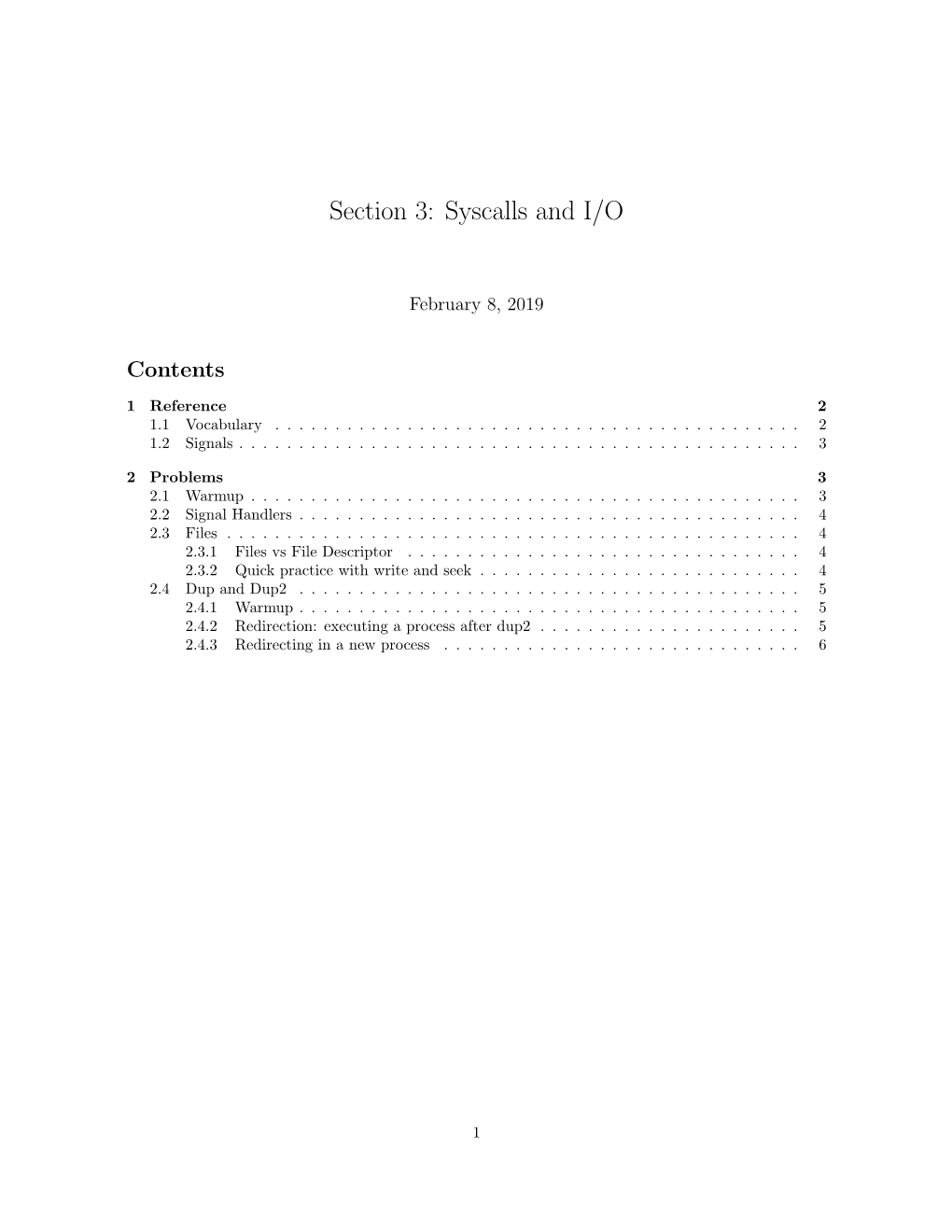 Section 3: Syscalls and I/O