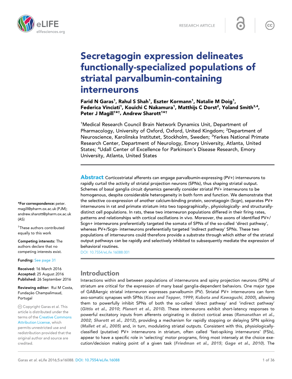 Secretagogin Expression Delineates Functionally-Specialized Populations