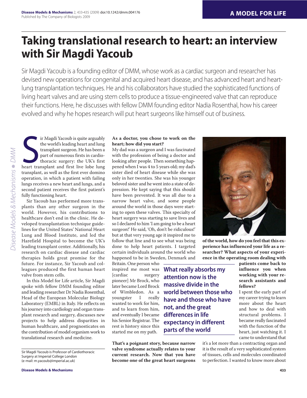 An Interview with Sir Magdi Yacoub