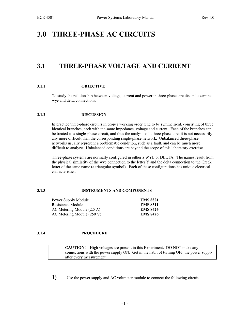 ECE 4501 Power Systems Laboratory Manual Rev 1.0