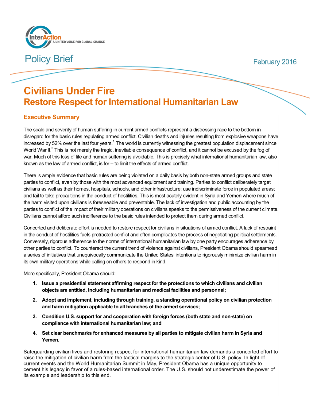 Policy Brief Civilians Under Fire