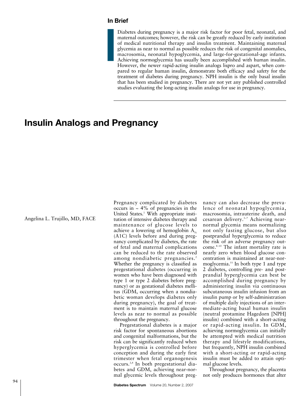 Insulin Analogs and Pregnancy