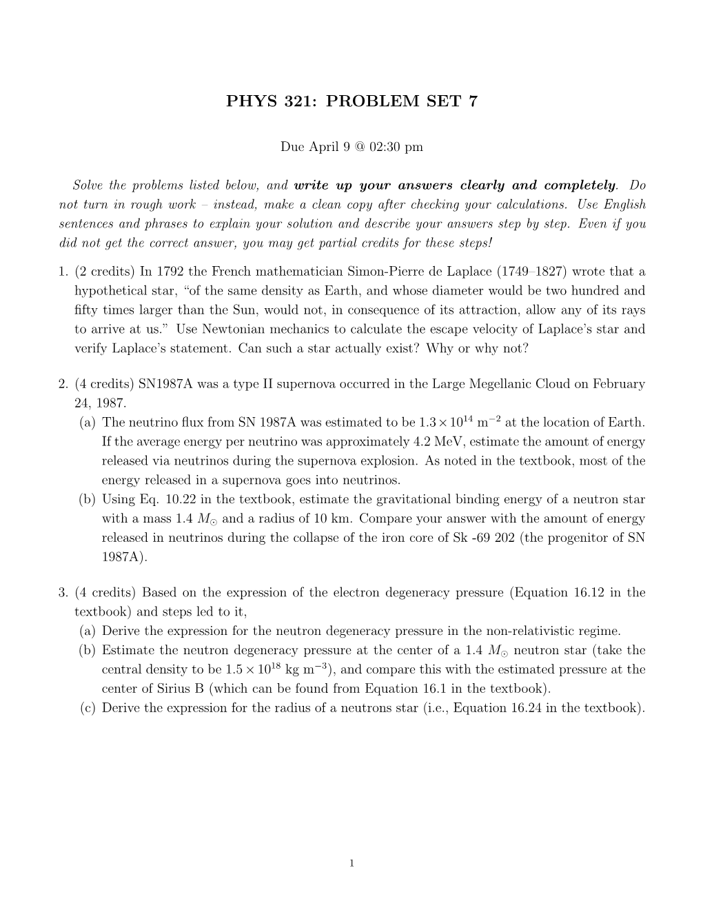 Phys 321: Problem Set 7