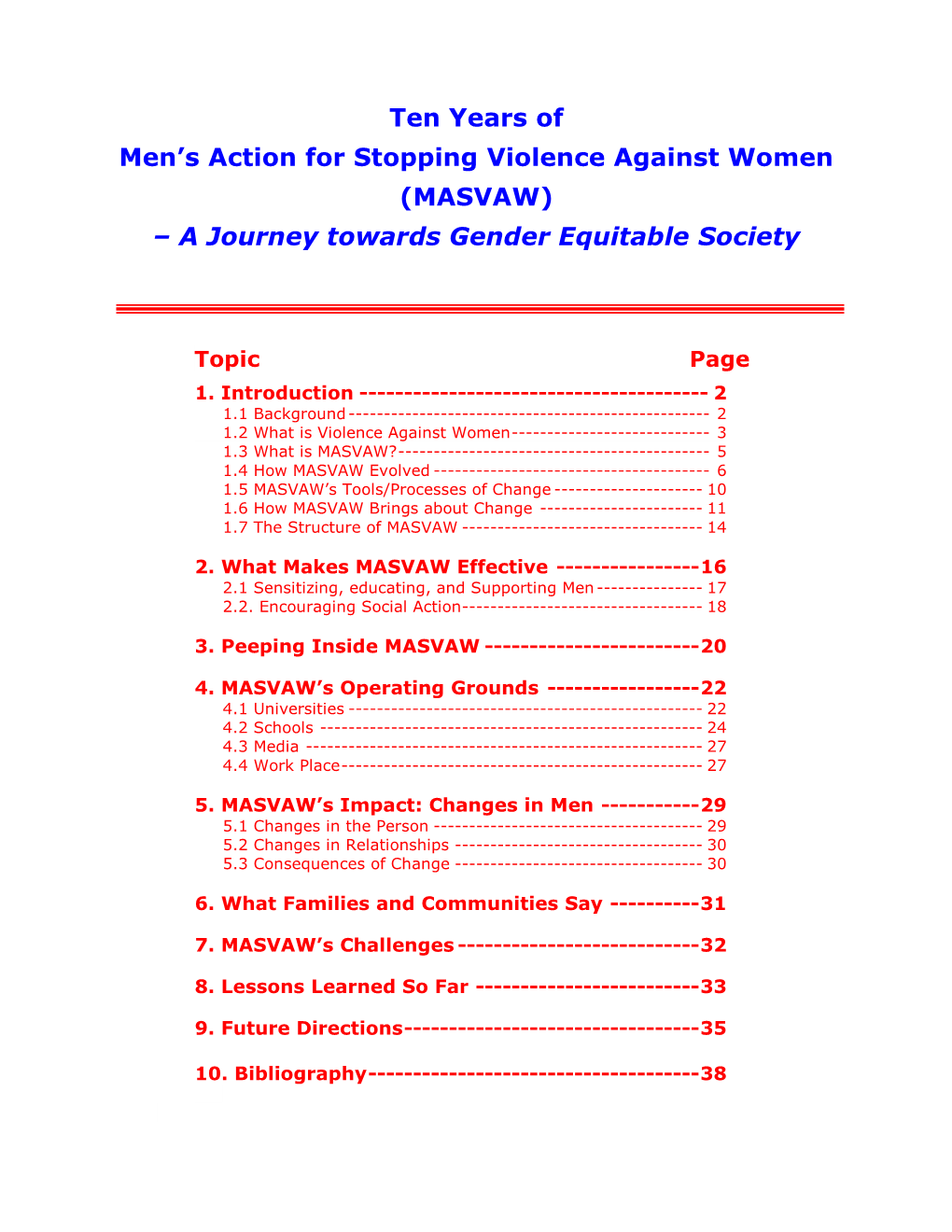 MASVAW) – a Journey Towards Gender Equitable Society