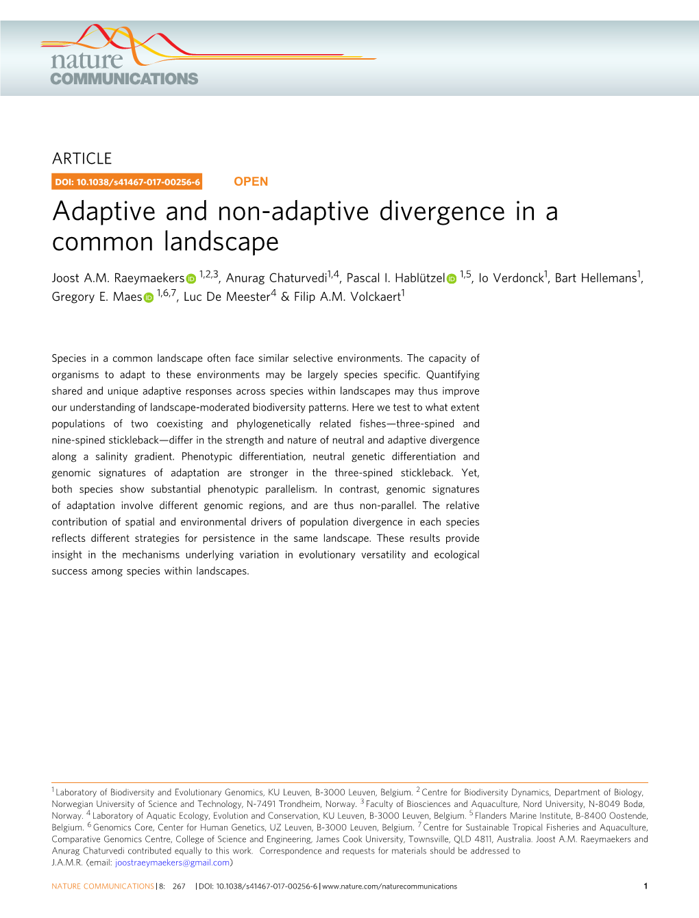 Adaptive and Non-Adaptive Divergence in a Common Landscape