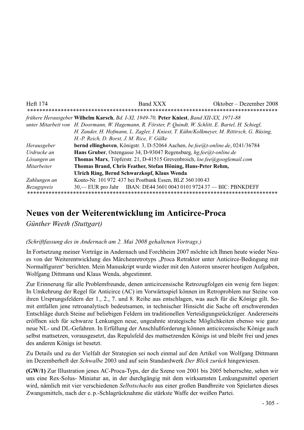Neues Von Der Weiterentwicklung Im Anticirce-Proca Gunther¨ Weeth (Stuttgart)