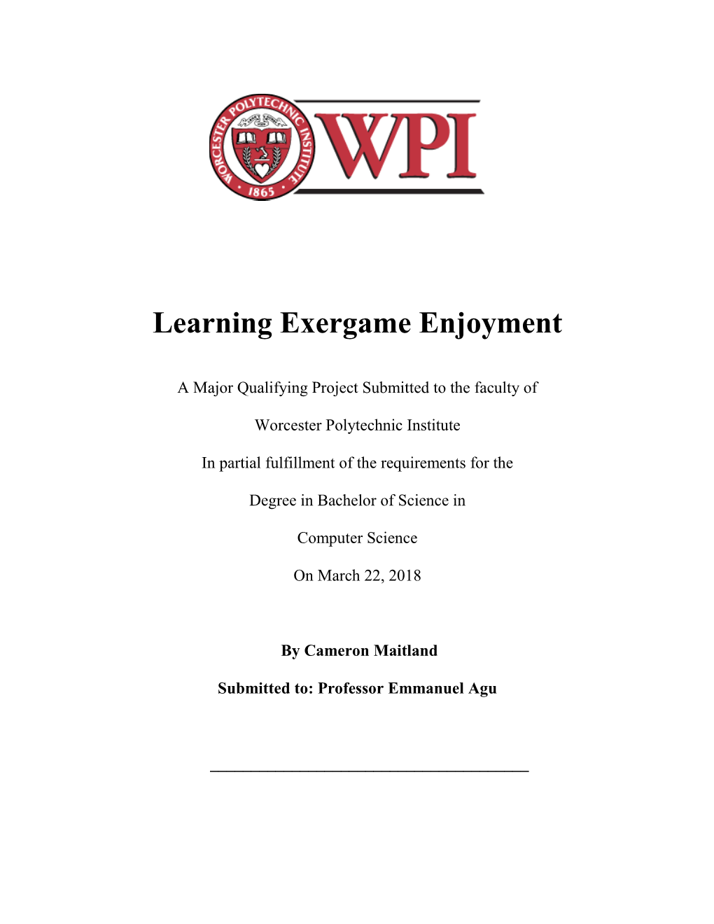 Learning Exergame Enjoyment