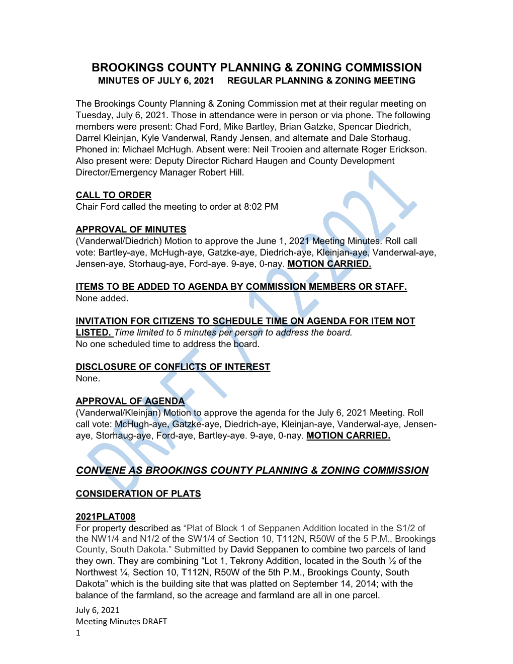 Brookings County Planning & Zoning Commission
