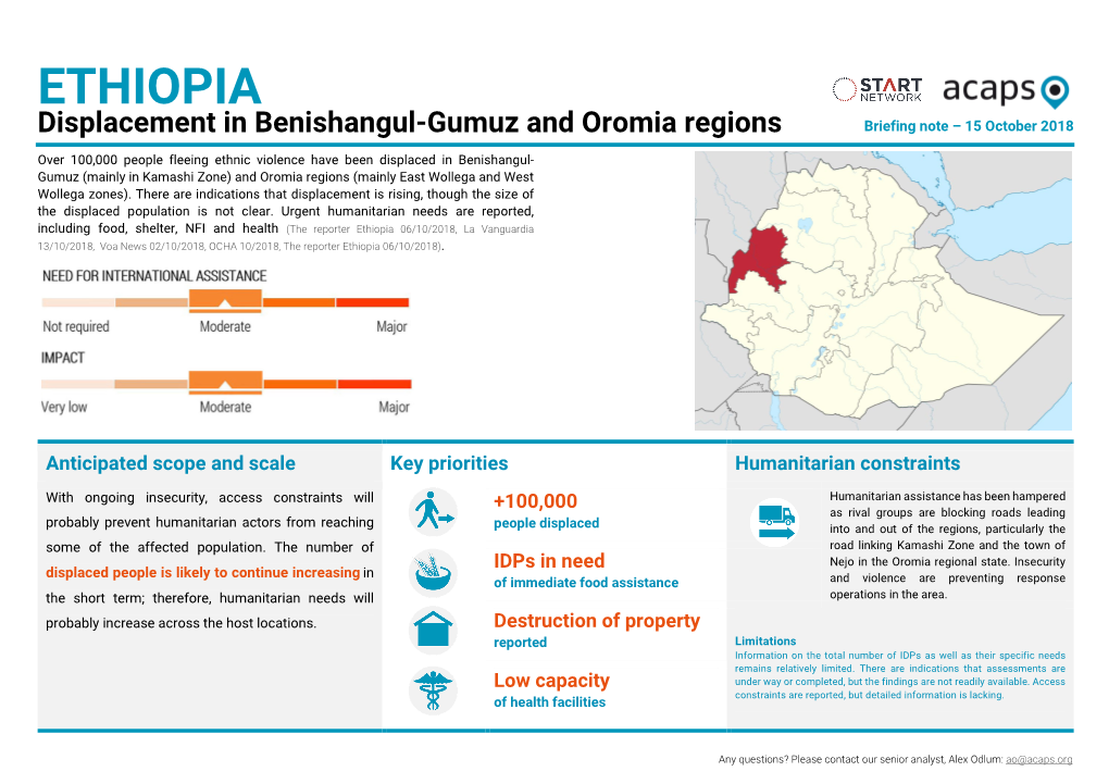 Ethiopia Displacement in Benishangul-Gumuz and Oromia Regions