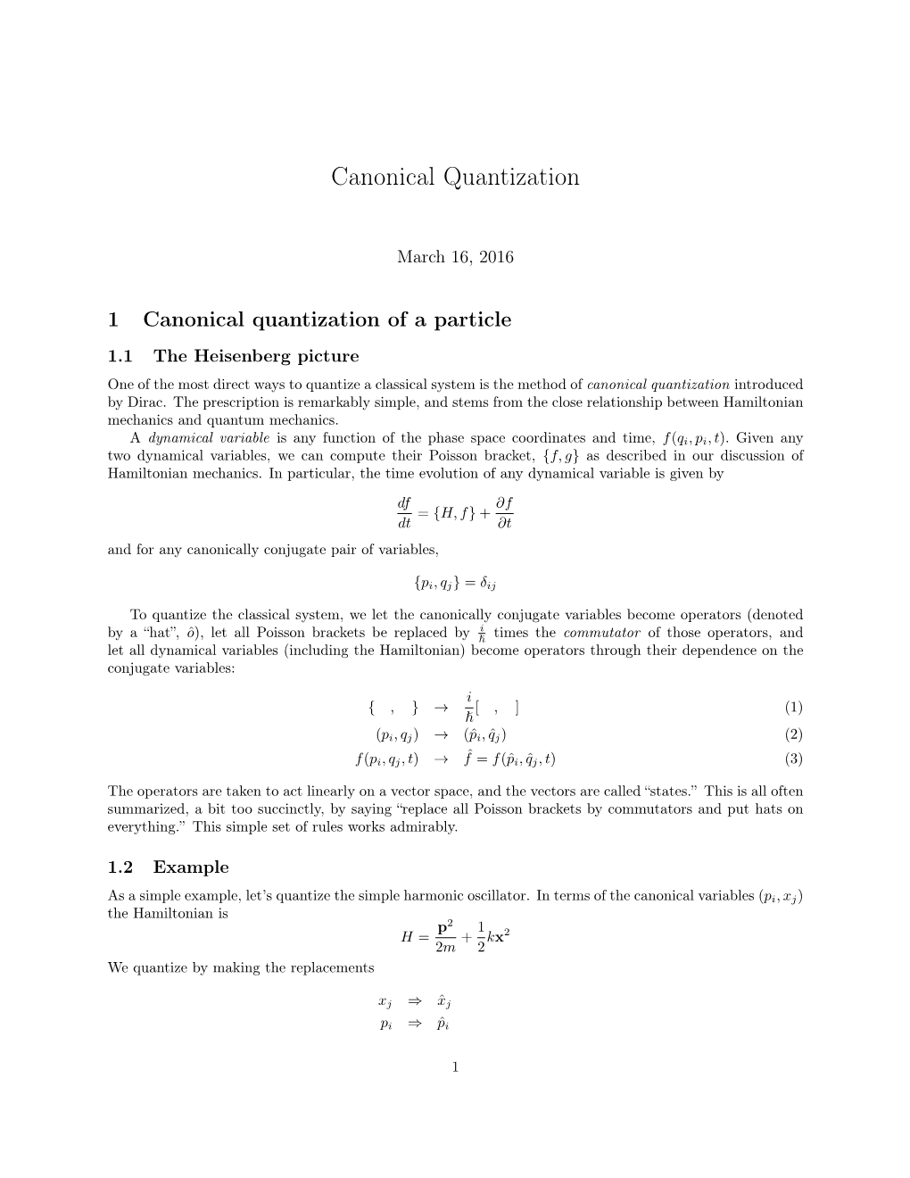 Canonical Quantization