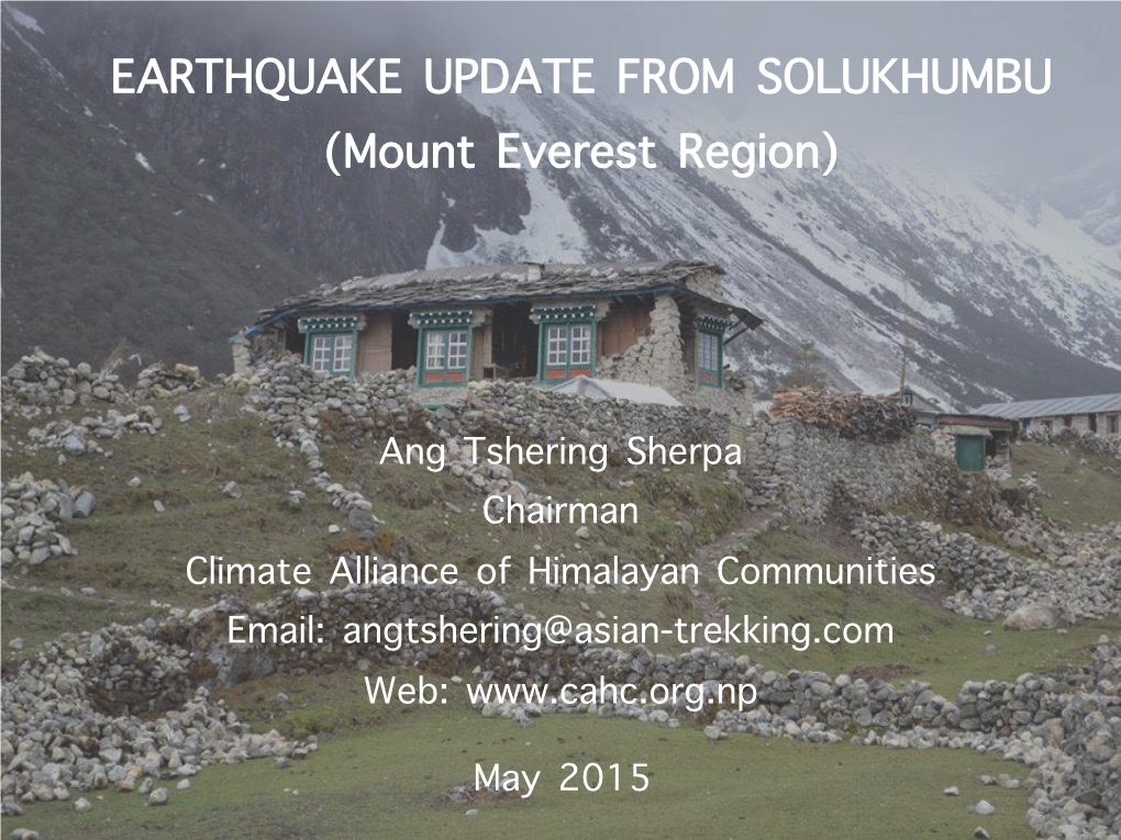 EARTHQUAKE UPDATE from SOLUKHUMBU (Mount Everest