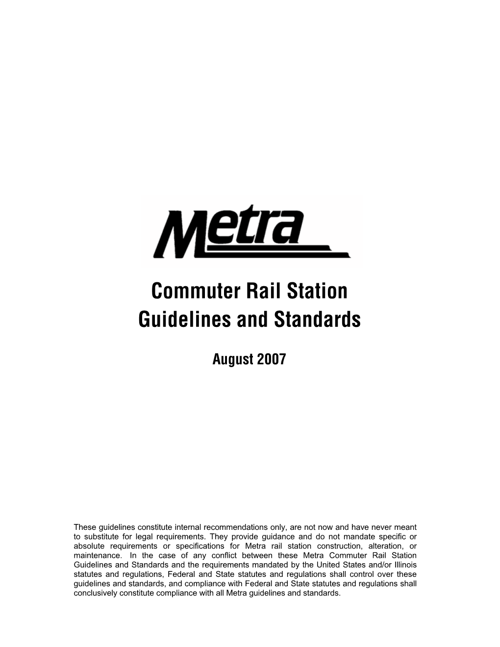 Commuter Rail Station Guidelines and Standards