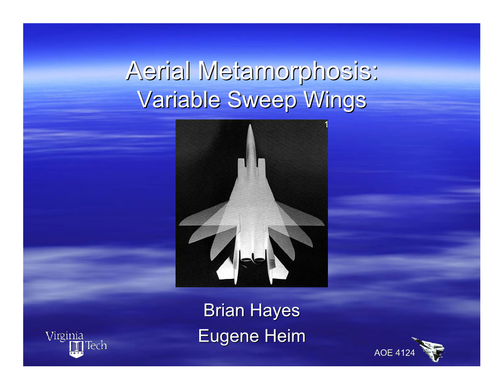 Aerial Metamorphosis:Metamorphosis: Variablevariable Sweepsweep Wingswings 1