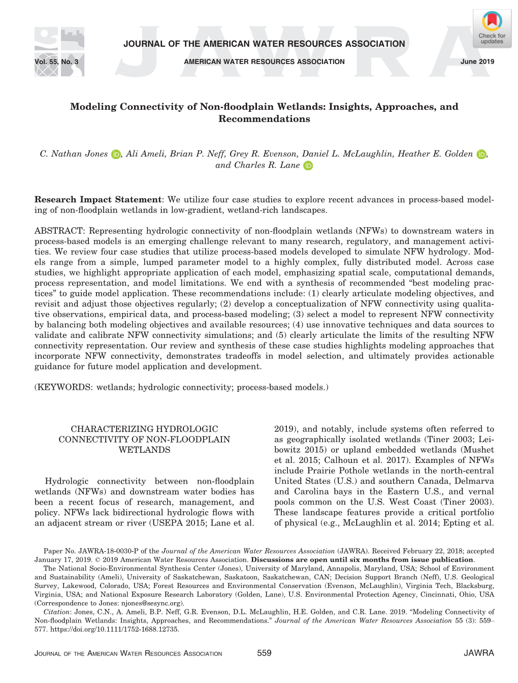 Modeling Connectivity of Non‐Floodplain Wetlands