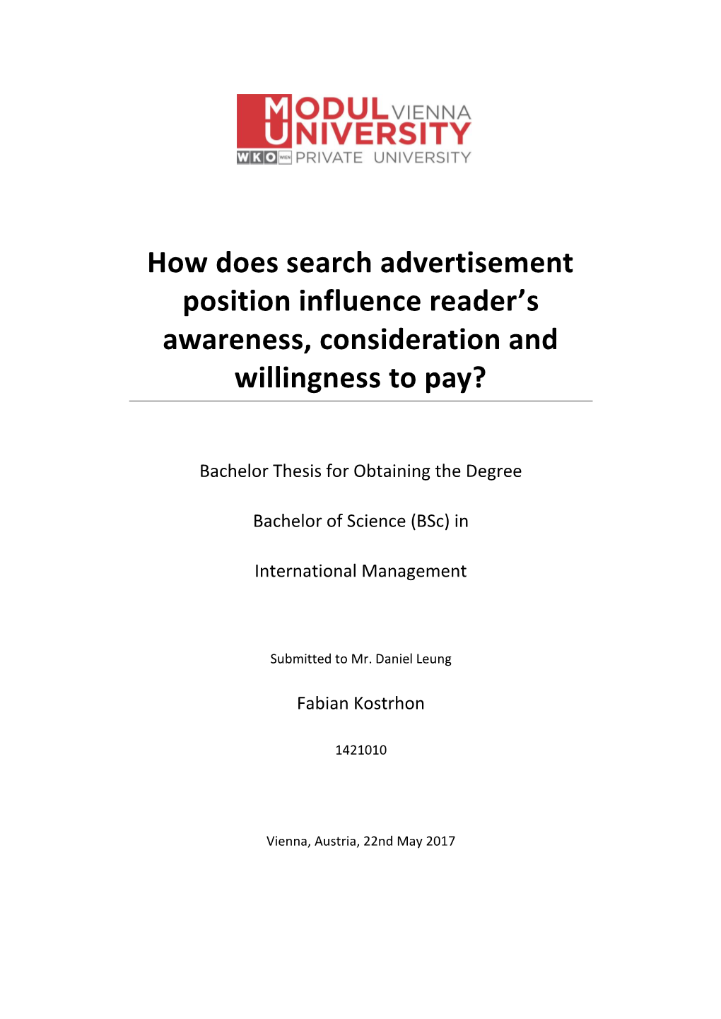 How Does Search Advertisement Position Influence Reader's