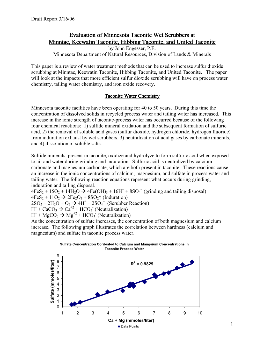 Evaluation of Minnesota Taconite Wet Scrubbers at Minntac, Keewatin Taconite, Hibbing Taconite, and United Taconite by John Engesser, P.E