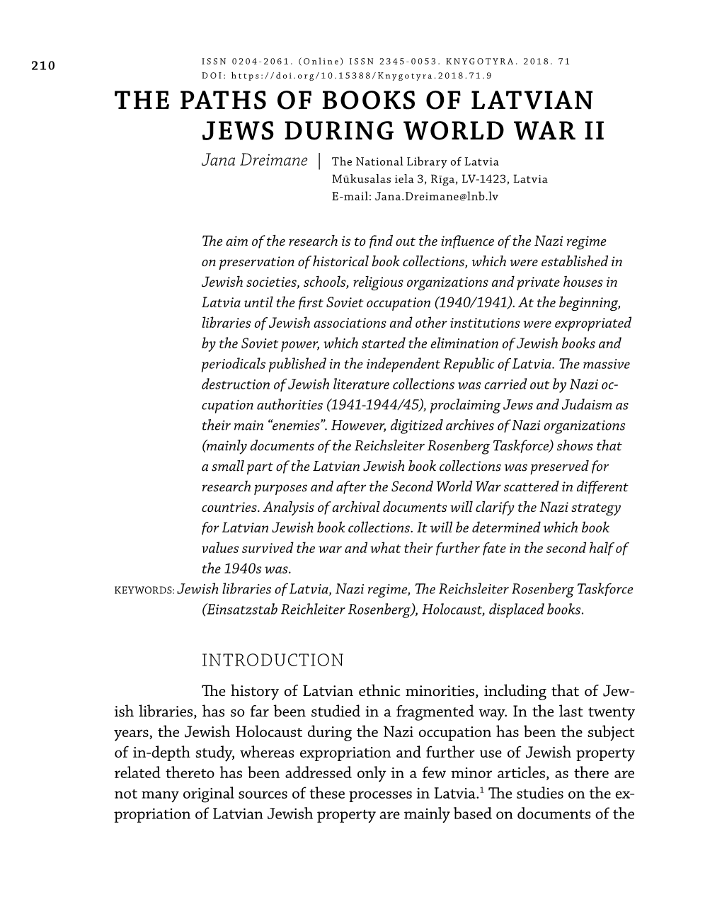 The Paths of Books of Latvian Jews During World War Ii