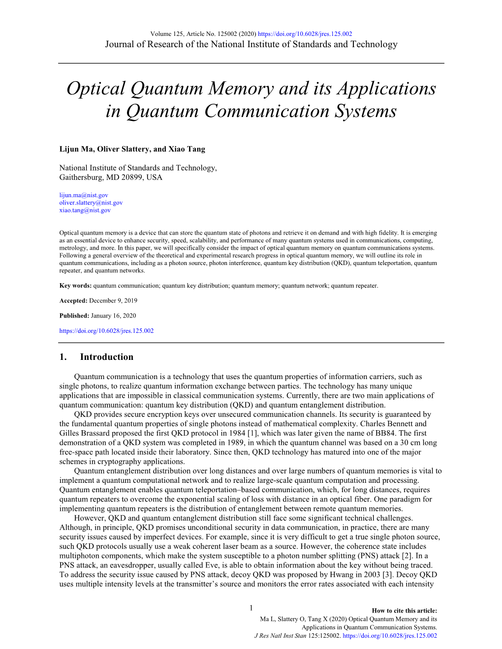 Optical Quantum Memory and Its Applications in Quantum Communication Systems