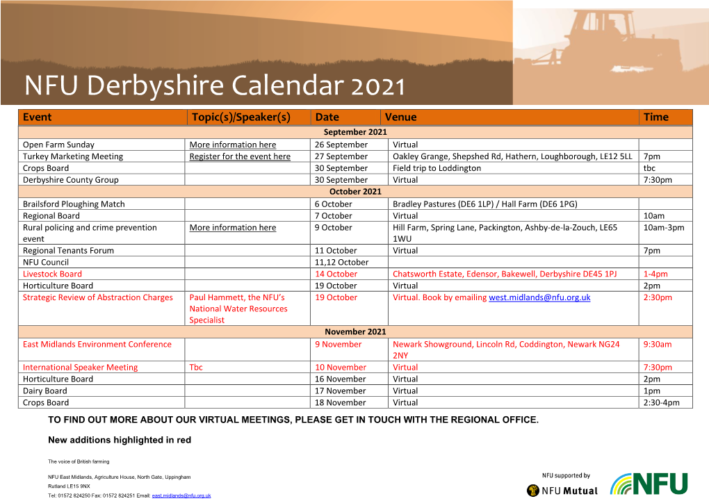 NFU Derbyshire Calendar 2021