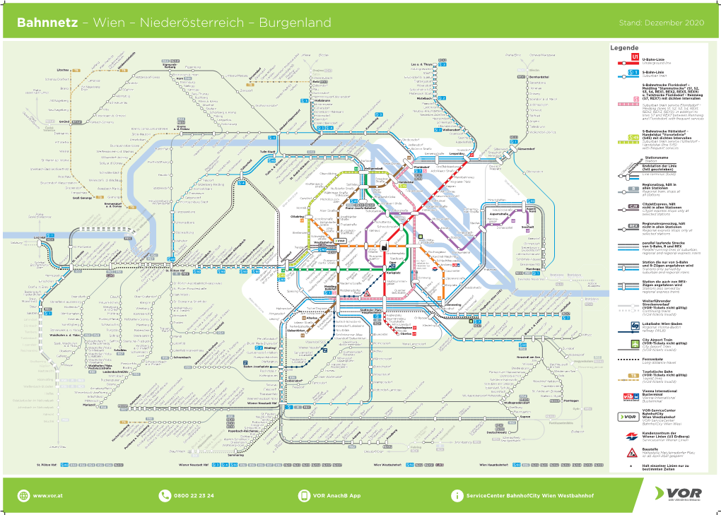 Bahnnetz – Wien – Niederösterreich – Burgenland Stand: Dezember 2020