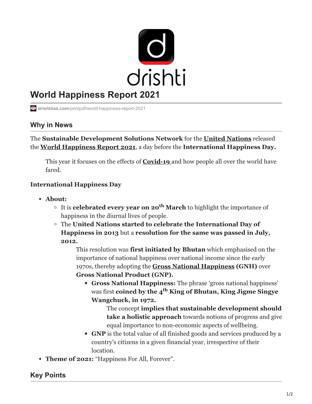 World Happiness Report 2021