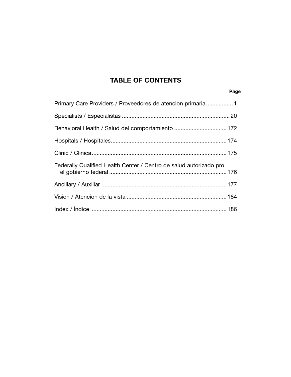 Table of Contents