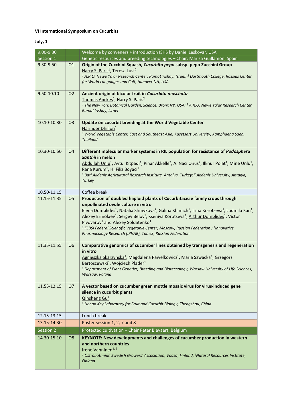 Program of the Oral Presentations (PDF)