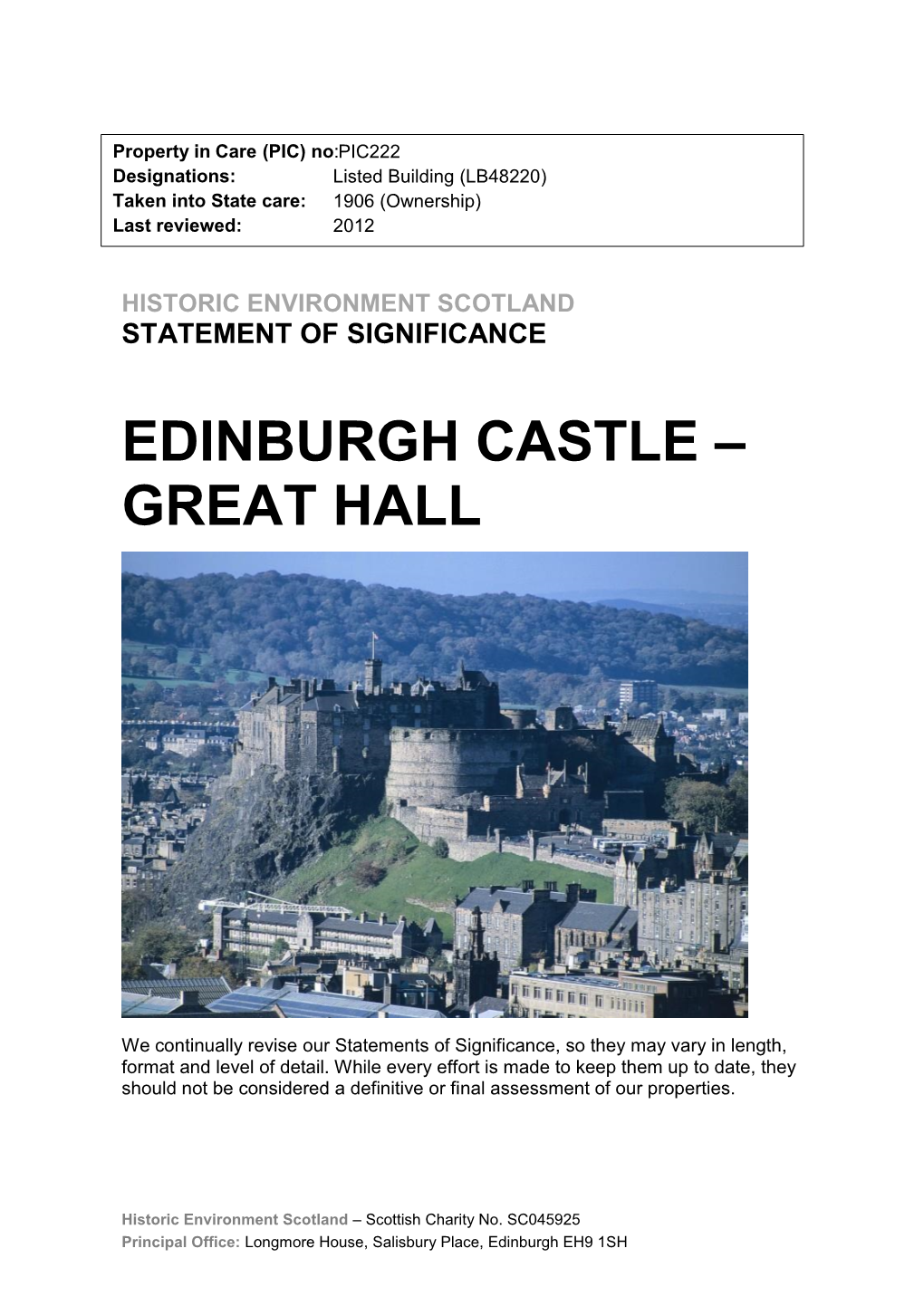 Edinburgh Castle – Great Hall