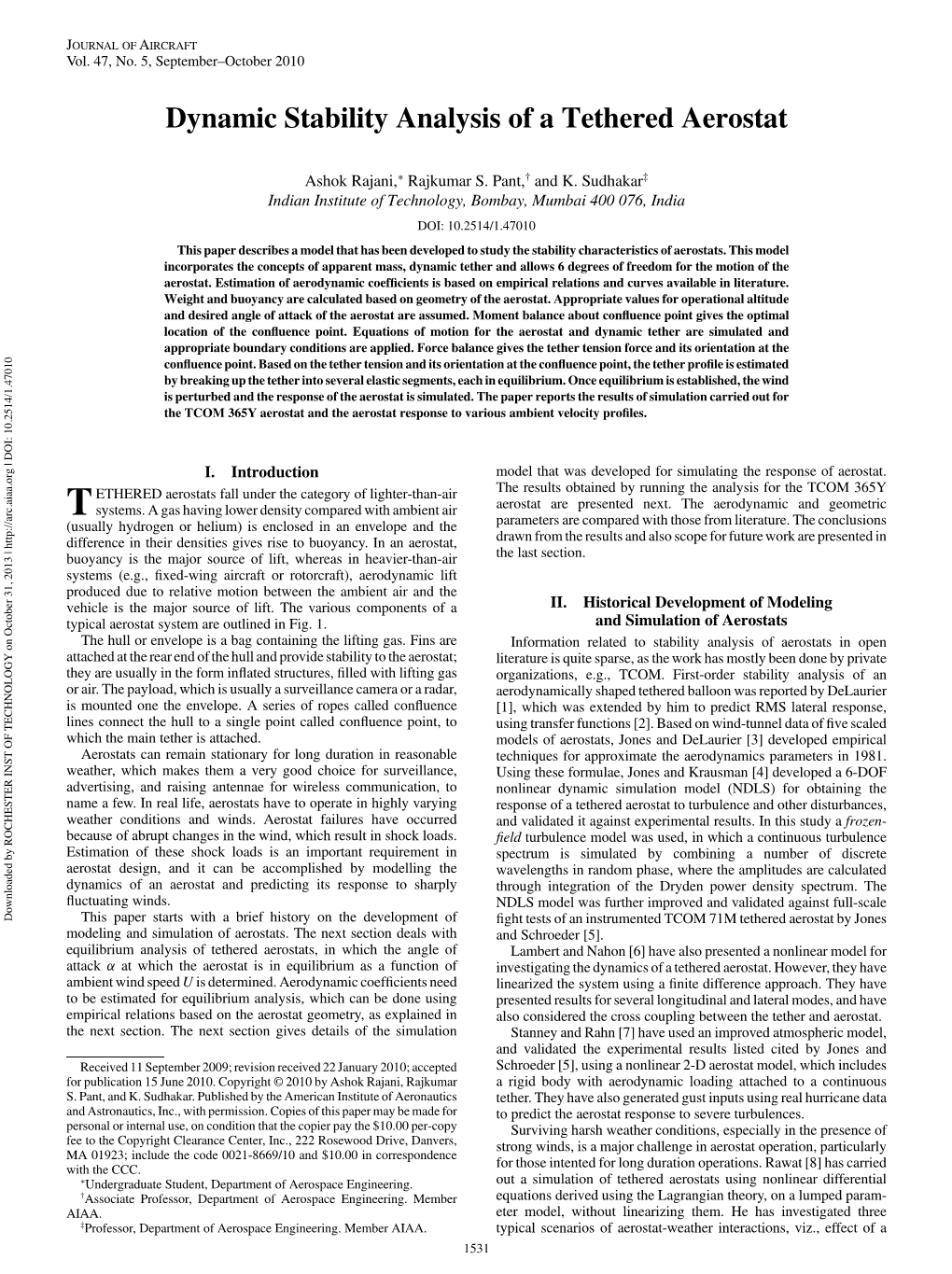 Dynamic Stability Analysis of a Tethered Aerostat