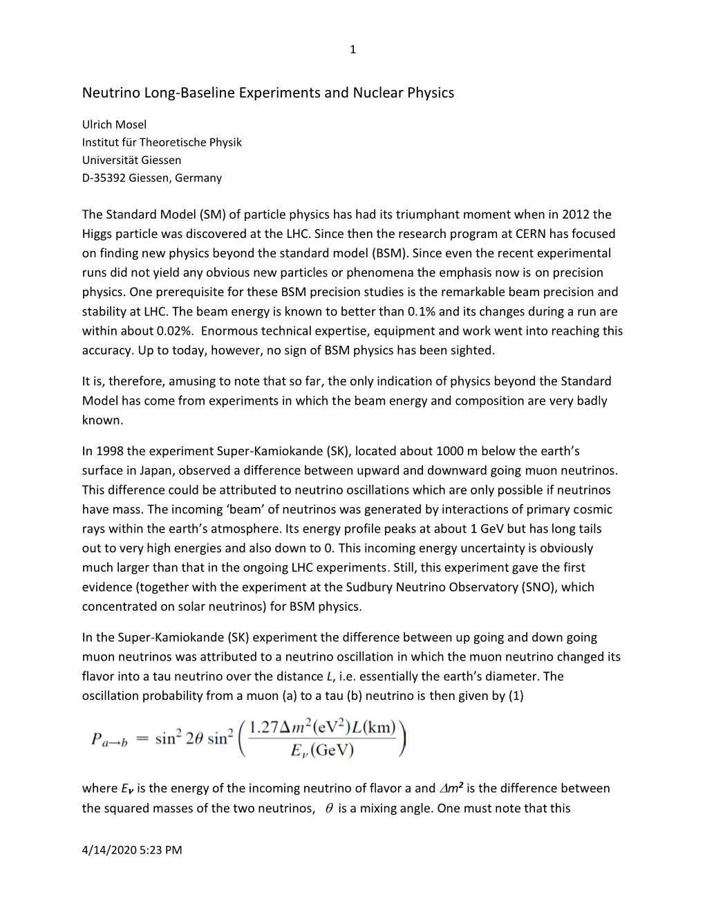 Neutrino Long-Baseline Experiments and Nuclear Physics