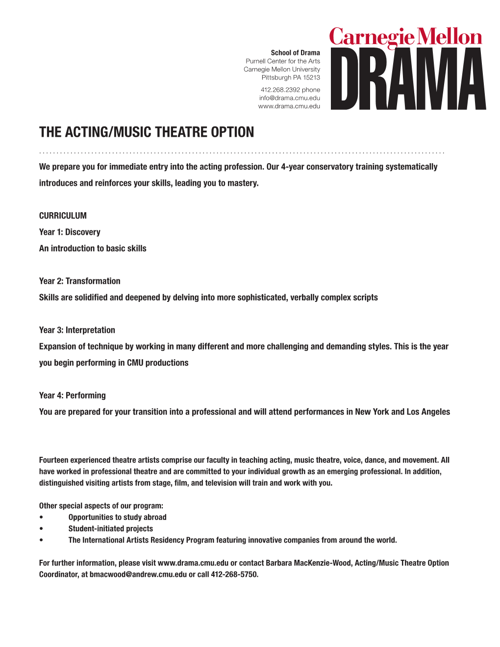 The Acting/Music Theatre Option