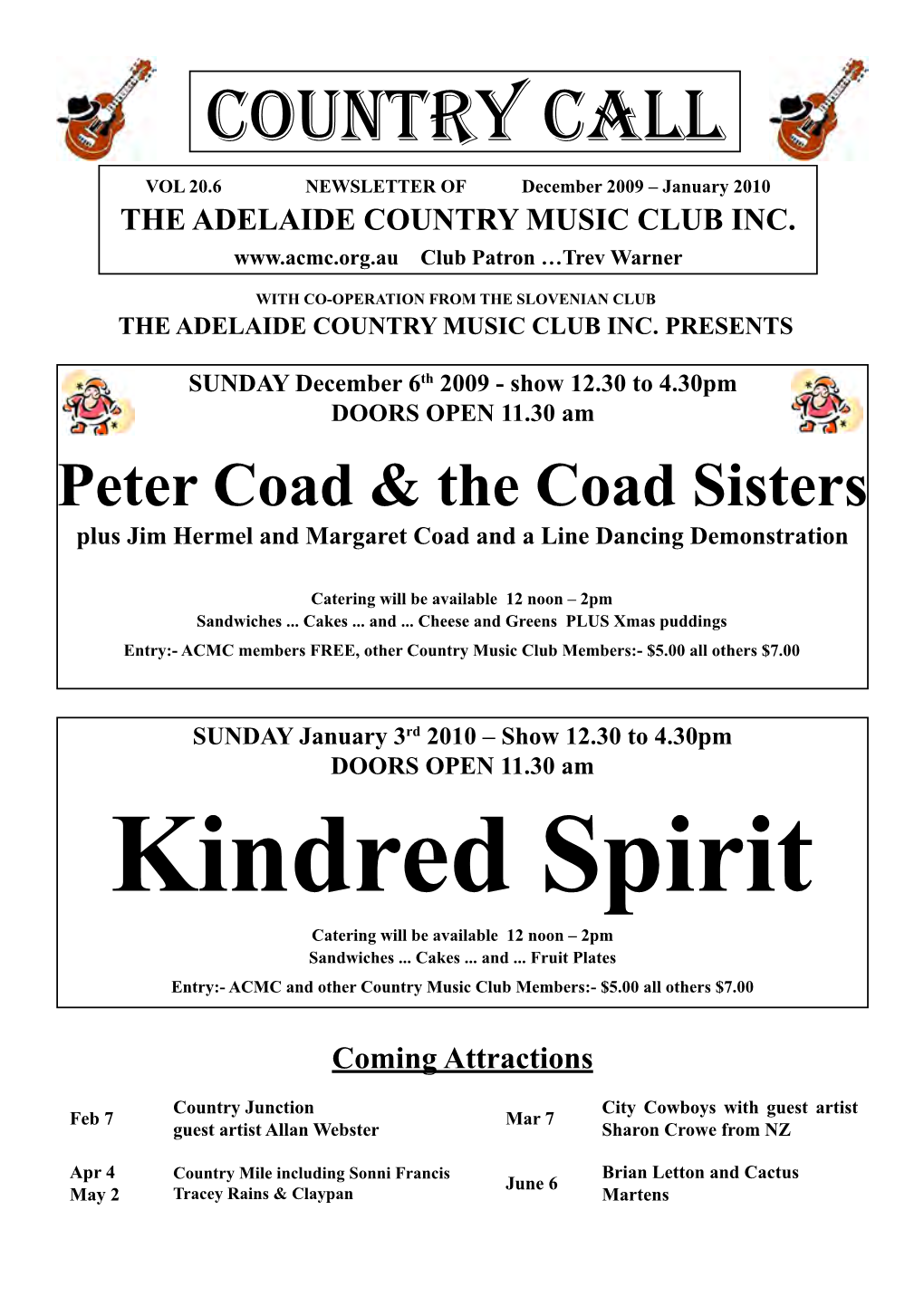 VOL 20.6 NEWSLETTER of December 2009 – January 2010 the ADELAIDE COUNTRY MUSIC CLUB INC