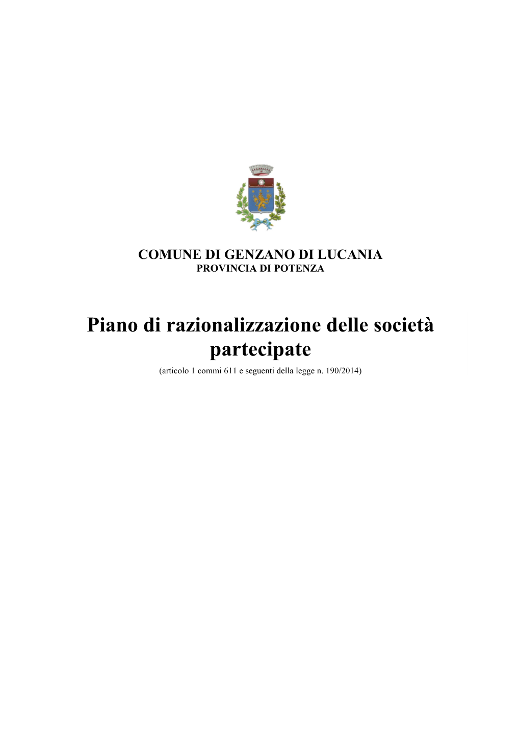 Piano Di Razionalizzazione Società