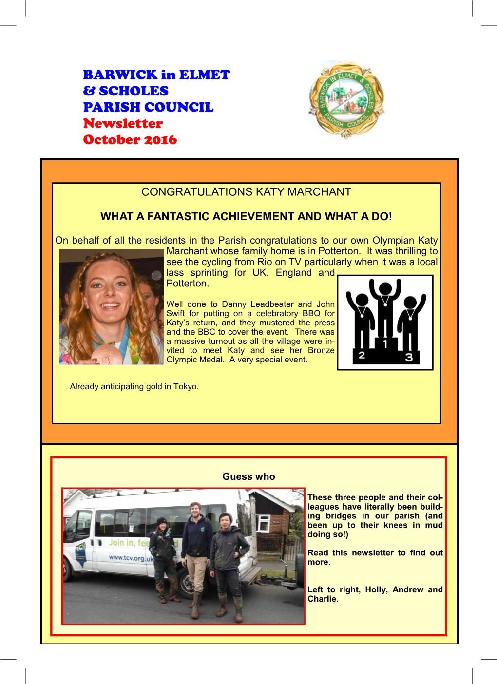 BARWICK in ELMET & SCHOLES PARISH COUNCIL Newsletter October 2016