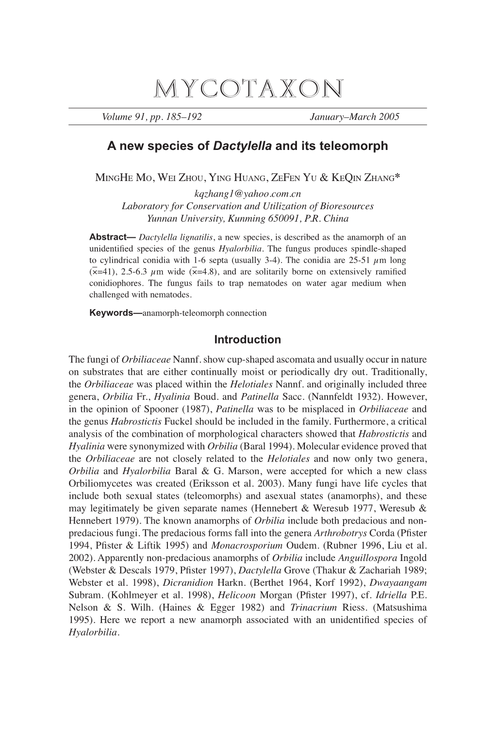 MYCOTAXON Volume 91, Pp