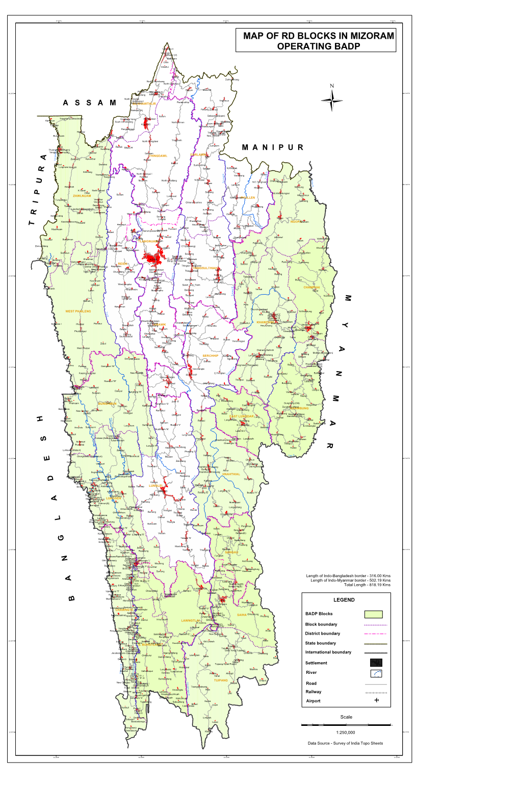 Map of Rd Blocks in Mizoram Operating Badp