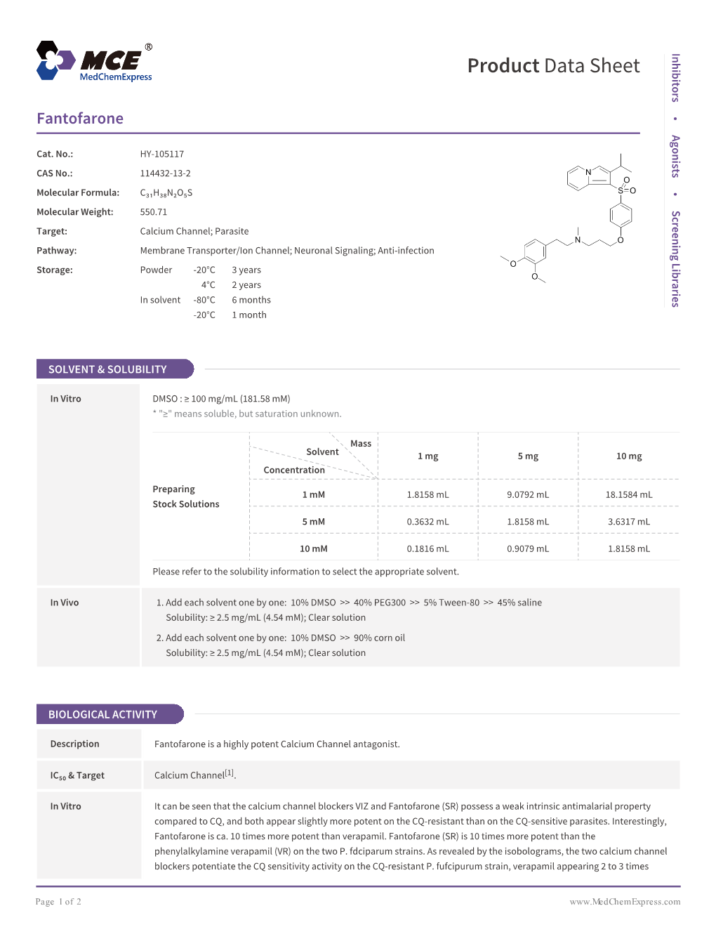 Fantofarone | Medchemexpress