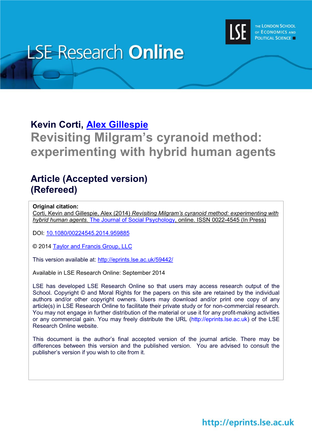 Revisiting Milgram's Cyranoid Method