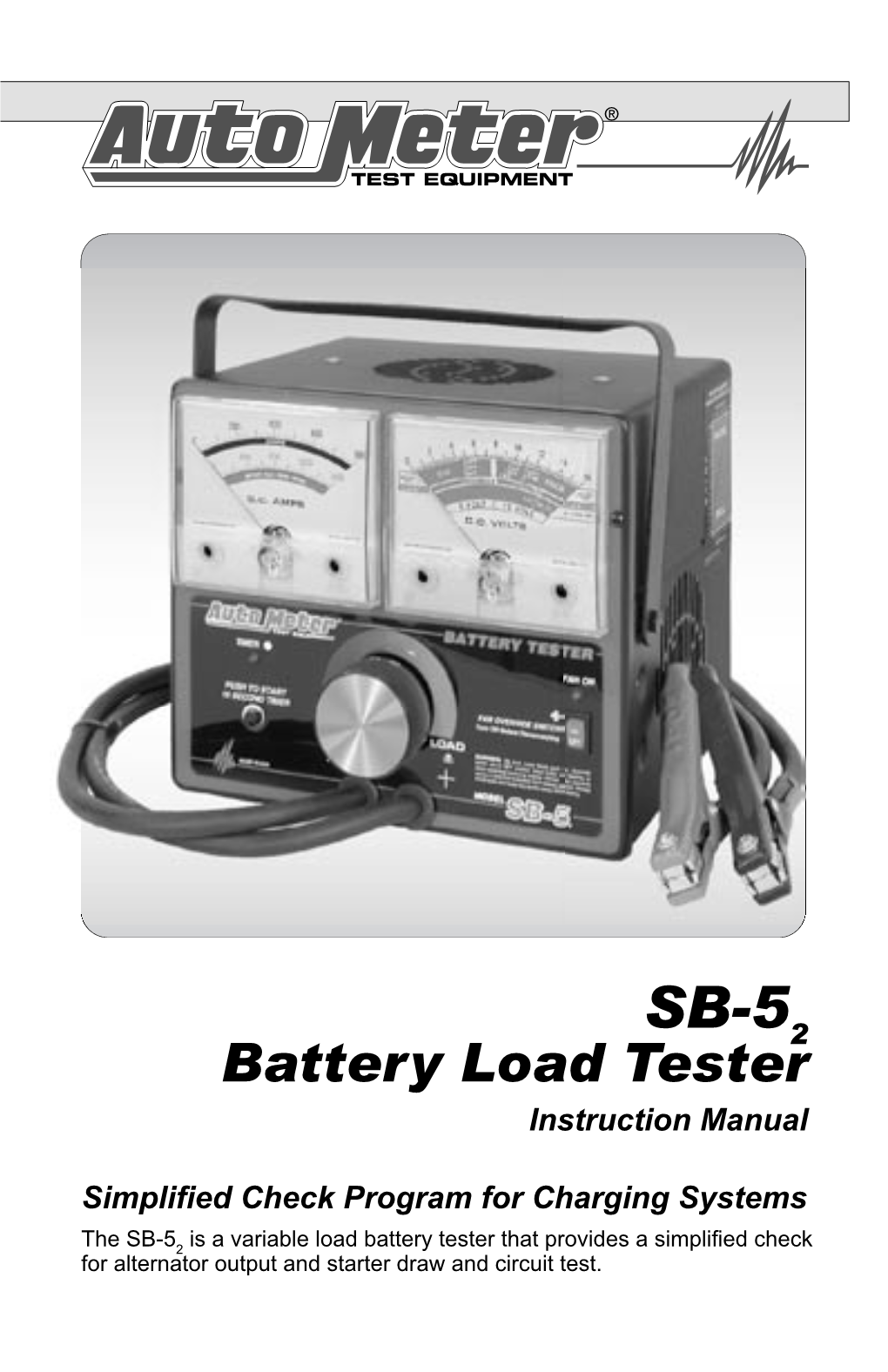 Battery Load Tester Instruction Manual