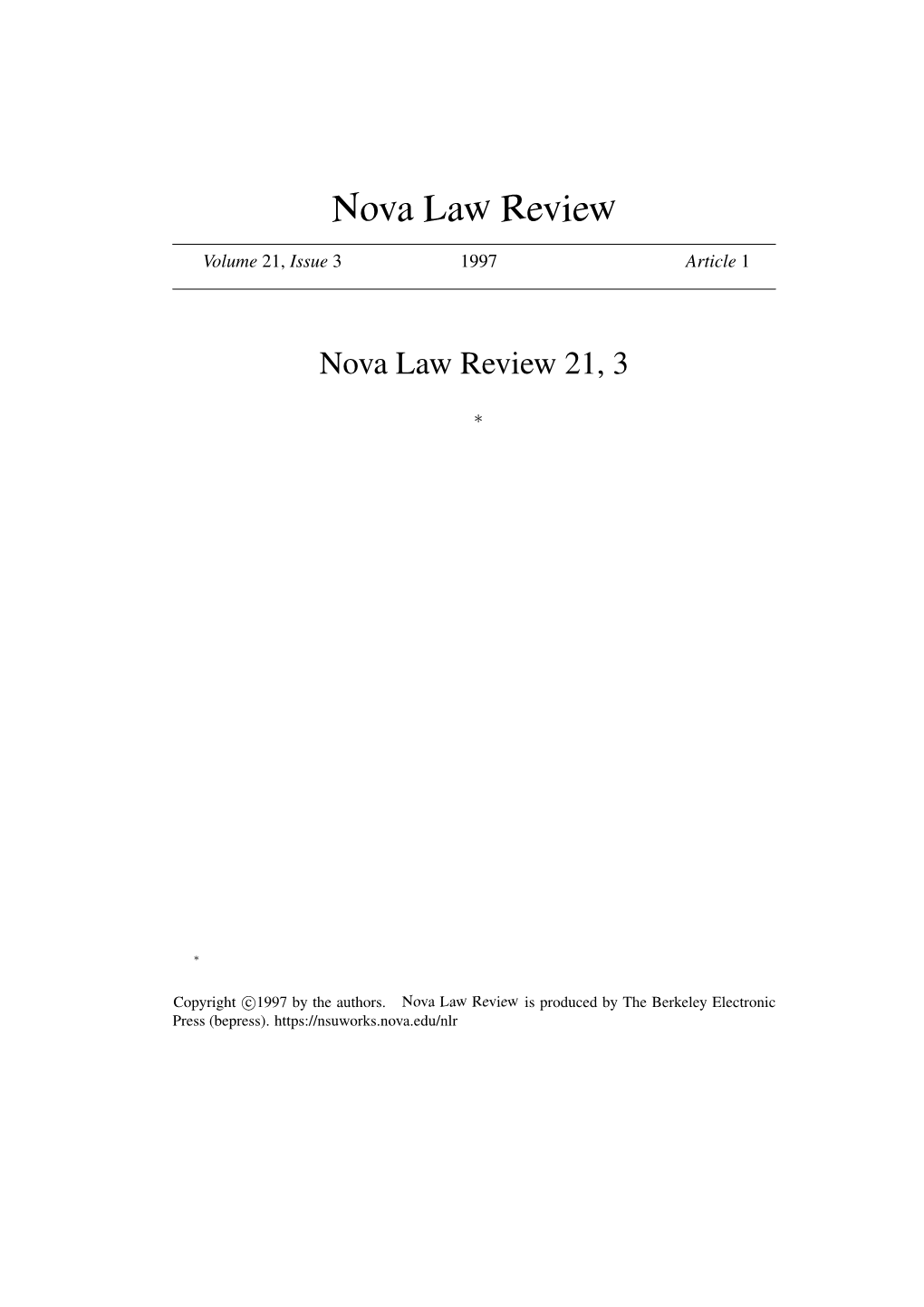 Nova Law Review 21, 3