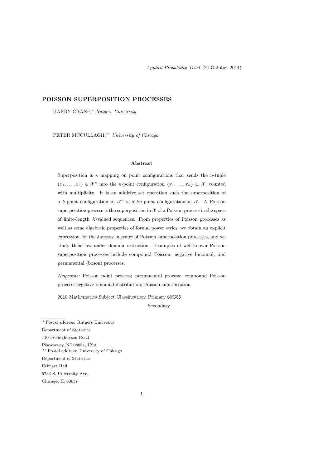 Poisson Superposition Processes